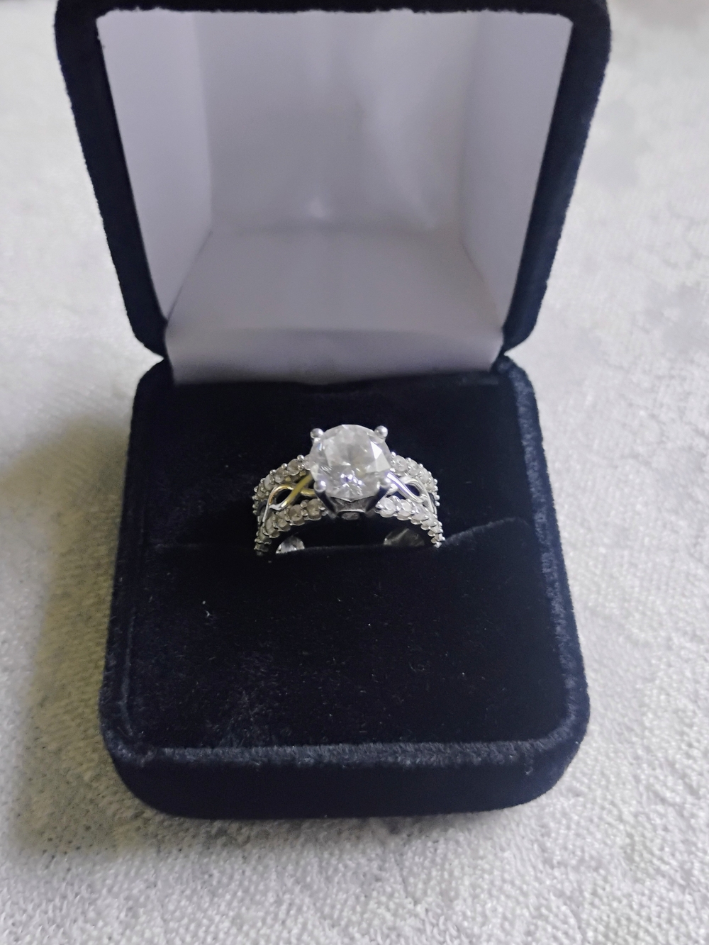 Silver 925 Silver-Tone Clear Cubic Zirconia Engagement Ring Size